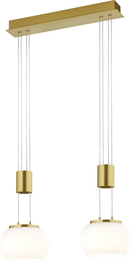 LED Hanglamp - Hangverlichting - Trion Maliba - 16W - 2-lichts - Warm Wit 3000K - Dimbaar - Rechthoek - Mat Goud - Aluminium