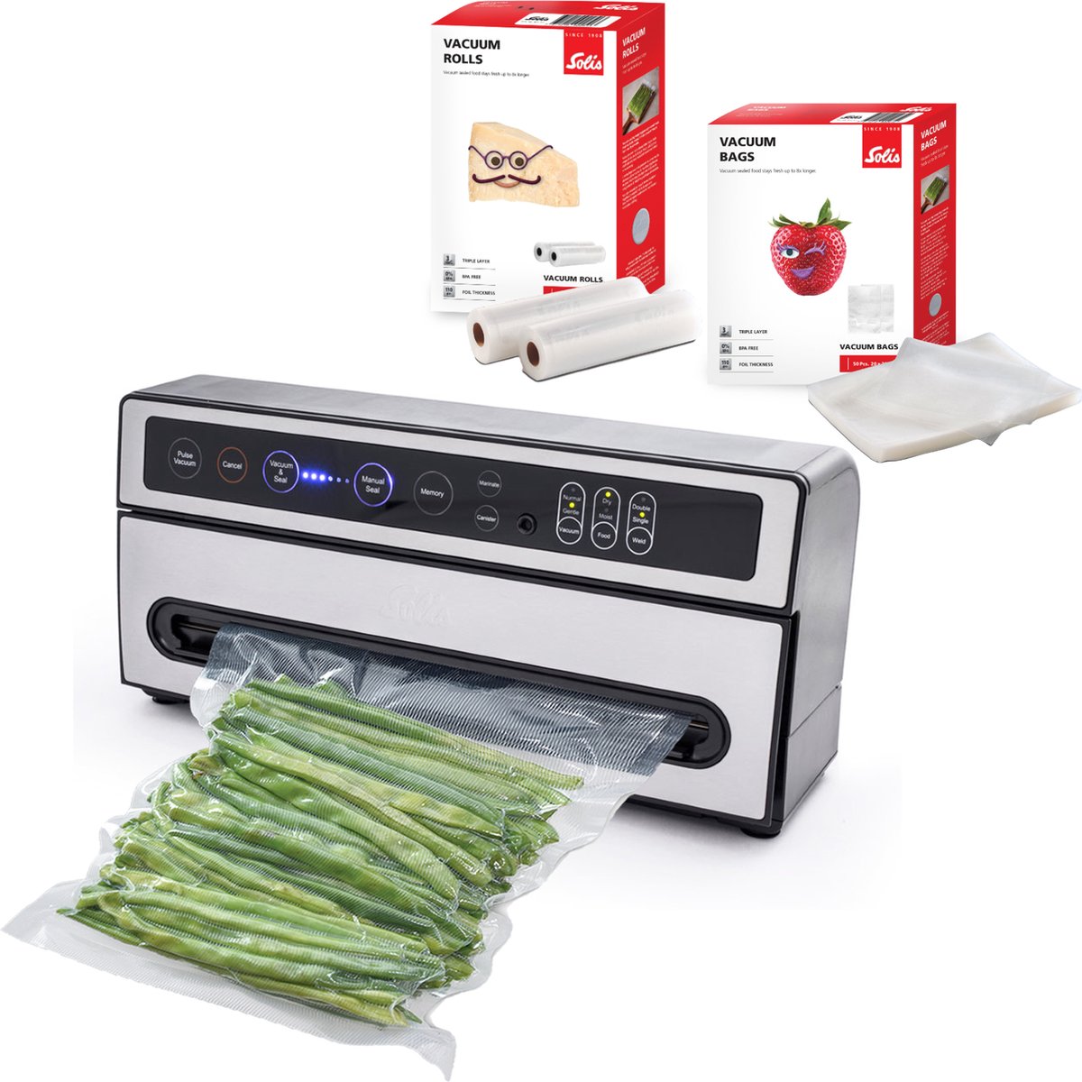 Solis VertiVac 5704 Vacumeermachine - Vacuümmachine + 2 Vacuümrollen + 50 Vacuümzakken - Zilver