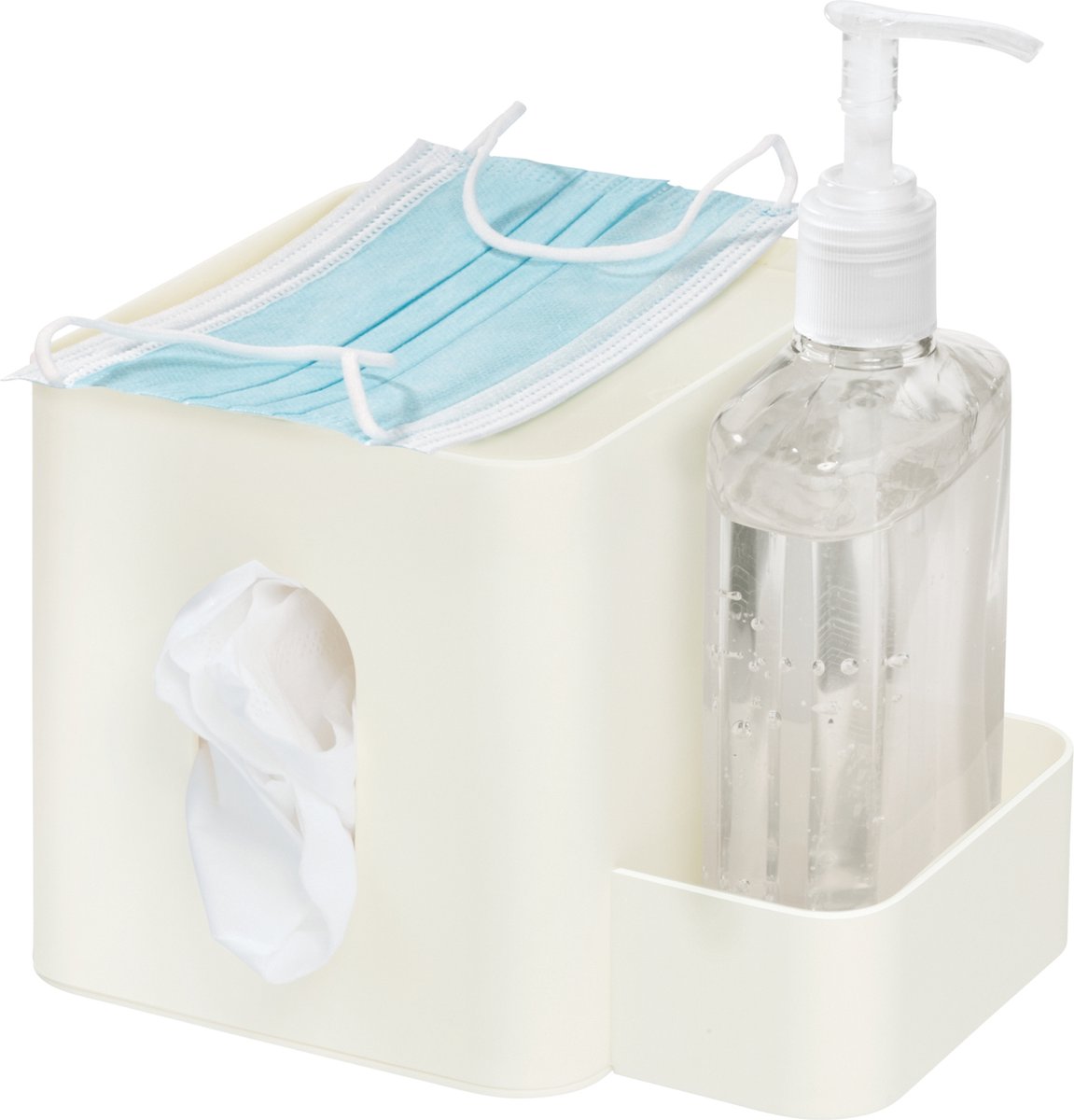 Tissuehouder met Opbergvakjes, Kunststof, Creme - iDesign | iD Clean
