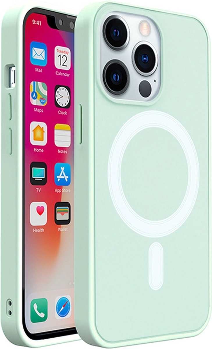 iPhone 14 Hoesje geschikt voor Mag - Trendy telefoonhoesje met magneetring - Mobiq Candy Shell iPhone 14 Case lichtgroen - Geschikt voor iPhone 14