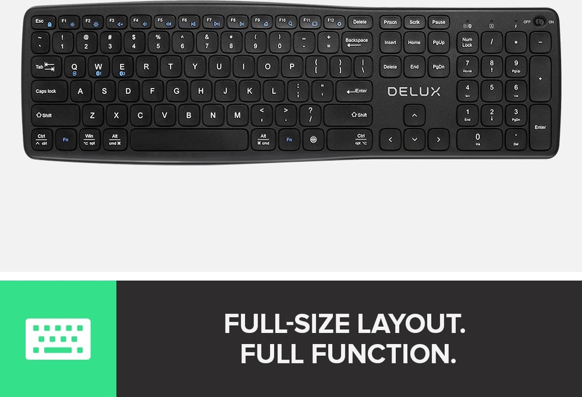 Delux - Sans fil ( 1X 2,4 GHz + 2X Bluetooth) - Clavier ergonomique -  Design | bol