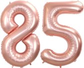Ballon Feuille Numéro 85 Ans Rose Or Anniversaire Décoration Hélium Numéro Ballons Décoration De Fête Avec Paille - 86cm