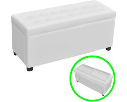 vidaXL - Opberghocker - kunstleer - wit
