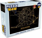 Puzzel Kaart - Apeldoorn - Goud - Zwart - Legpuzzel - Puzzel 1000 stukjes volwassenen