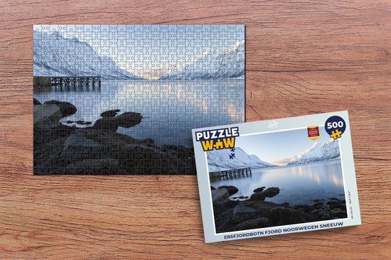 Puzzle Ersfjordbotn Fjord Norvège neige - Puzzle - Puzzle 500 pièces - Cadeaux Sinterklaas - Sinterklaas pour les grands enfants