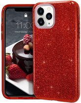 LuxeBass iPhone 12 Pro Max - Glitter Siliconen - Rood - telefoonhoes - gsm hoes - gsm hoesjes