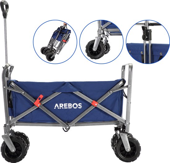 AREBOS Bolderkar Opvouwbare - Bolderkar Luchtbanden - Strandkar - Blauw van AREBOS — afbeelding 3