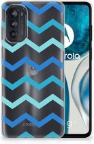 Telefoon Hoesje Motorola Moto G52/G82 Siliconen Back Cover Zigzag Blauw