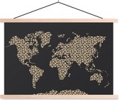 Wanddecoratie - Wereldkaart - Dierenprint - Luipaard - Schoolplaat - 120x80 cm - Textielposter - Textiel poster