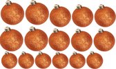 Set de Décorations de Noël de Noël boules de Noël scintillantes en orange 6 - 8 - 10 cm paquet - 50 x pcs