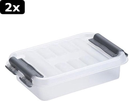 4x Sunware De Rangement / Boîte De Rangement Sunware Q-Line 12 Litres 40 X 30 X 14 Cm Plastique Boite De Rangement Format A4 Bac De Rangement Plastique Transparent Argent