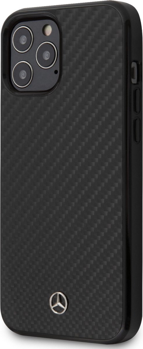 iPhone 12 Pro Max Backcase hoesje - Mercedes-Benz - Effen Zwart - Carbon