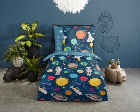 De Kleine Astronauten Dekbedovertrek Space Crew - 140x200 - 100% Katoen