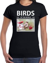 Dieren foto t-shirt Pestvogel - zwart - dames - birds of the world - cadeau shirt Pestvogels liefhebber L