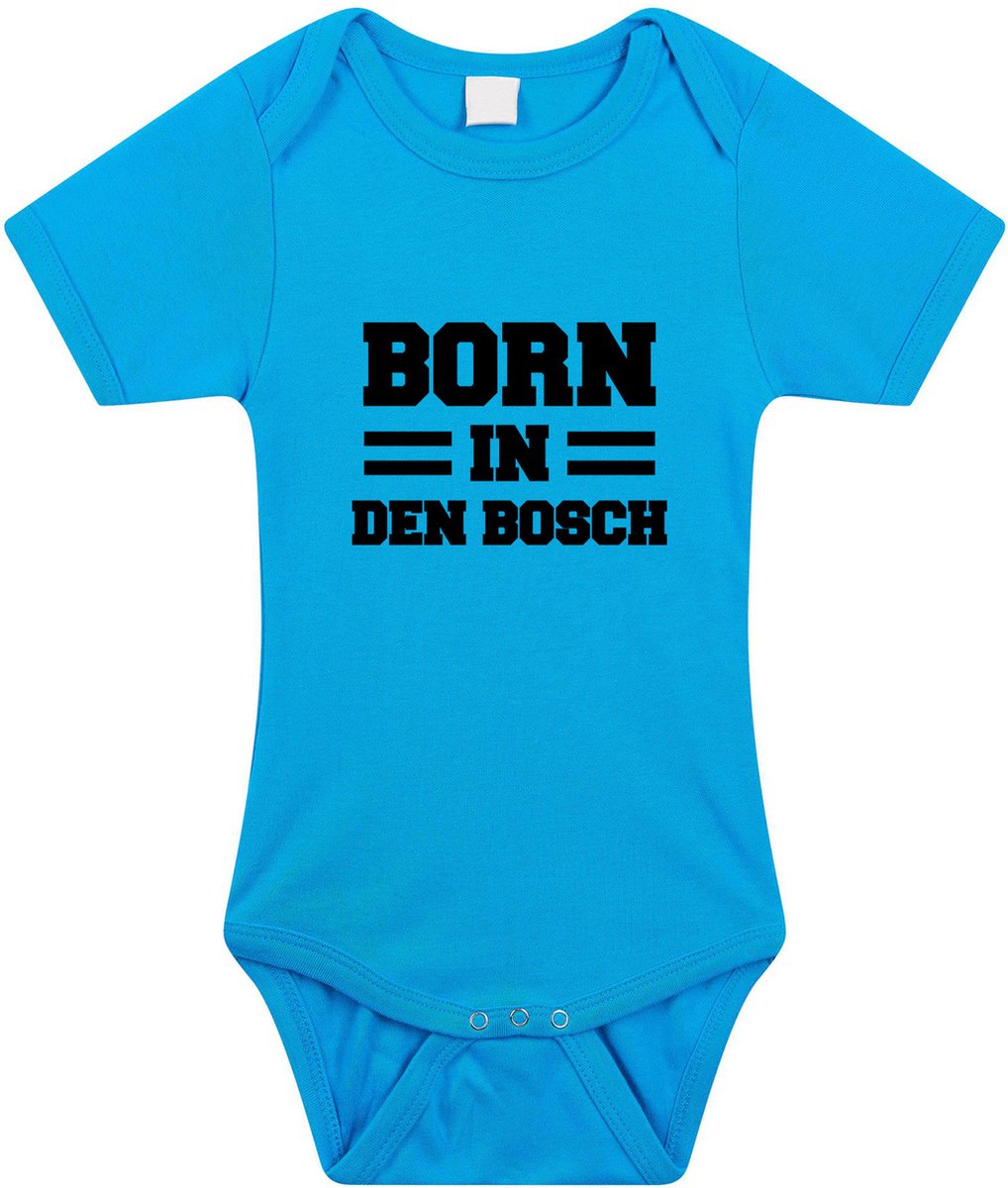Born in Den Bosch tekst baby rompertje blauw jongens - Kraamcadeau - Den Bosch geboren cadeau 80