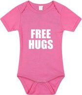 Free hugs tekst baby rompertje roze meisjes - Kraamcadeau - Babykleding 56