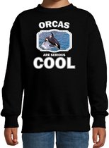 Dieren orka walvissen sweater zwart kinderen - orcas are serious cool trui jongens/ meisjes - cadeau grote orka/ orka walvissen liefhebber - kinderkleding / kleding 98/104