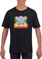 Slurfie de olifant t-shirt zwart voor kinderen - unisex - olifanten shirt - kinderkleding / kleding 110/116
