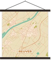Porte-affiche avec affiche - Affiche scolaire - Reuver - Plan de la ville - Carte - Carte - 40x40 cm - Lattes noires