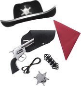 Cowboys speelgoed/verkleed accessoires met cowboy hoed zwart 6-delig