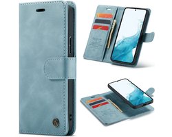 Casemania Hoesje Geschikt voor Samsung Galaxy S24 FE - Aqua Blue - 2 in 1 Magnetic Book Case