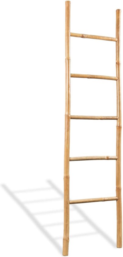 VidaXL Handdoekladder 4 Sporten Bamboe 90x50x100 Cm - Handdoekenrek & Multifunctionele Opberger