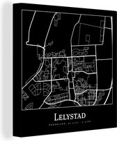 Canvas Schilderij Plattegrond - Kaart - Lelystad - Stadskaart - 90x90 cm - Wanddecoratie