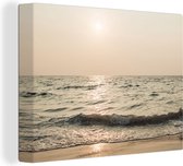 Canvas Schilderij Zee - Strand - Zon - 40x30 cm - Wanddecoratie