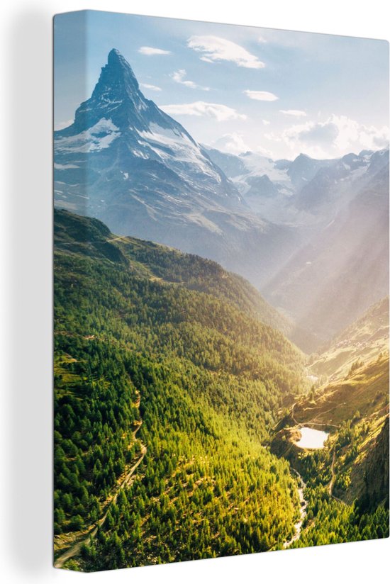 Tableau sur toile Montagnes - Plantes - Paysage - 30x40 cm - Décoration murale