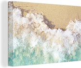 Canvas Schilderij Golf - Strand - Zee - Water - 120x80 cm - Wanddecoratie