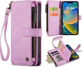 Coque Apple iPhone 14 Plus Lilas Pastel - Casemania Luxe Wallet Book Case with Zipper