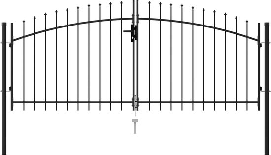 Vidaxl poort met puntige bovenkant enkel 1x1,75 m staal zwart