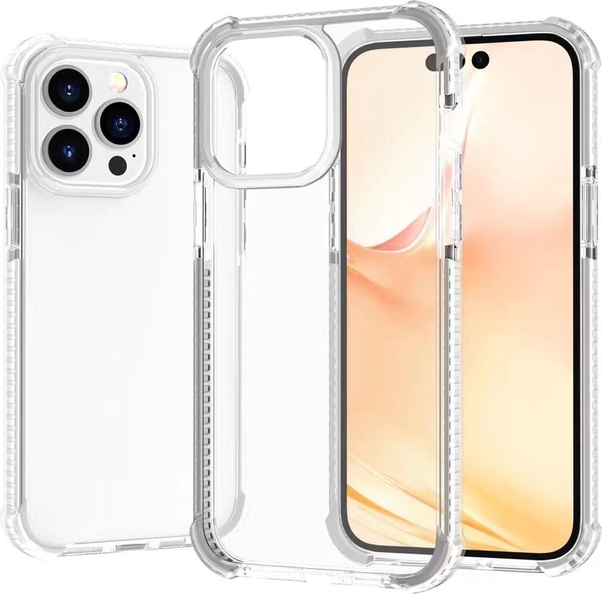 Mobigear Hoesje geschikt voor Apple iPhone 14 Pro Telefoonhoesje Hardcase | Mobigear Full Bumper Backcover Shockproof | Schokbestendig iPhone 14 Pro Telefoonhoesje | Anti Shock Proof - Wit