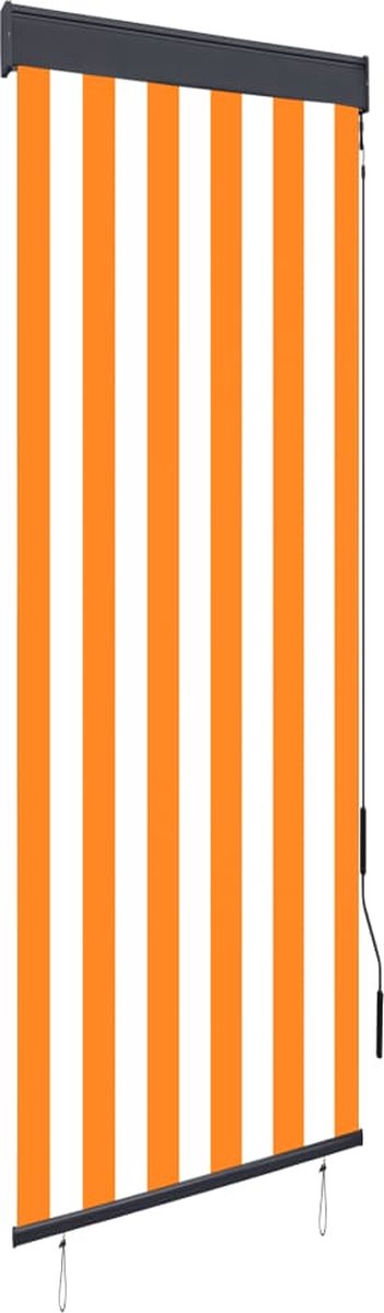 Decoways - Rolgordijn voor buiten 60x250 cm wit en oranje