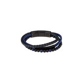 Jacques Lemans heren armband leer, roestvrij staal 20 onyx One Size 88563123