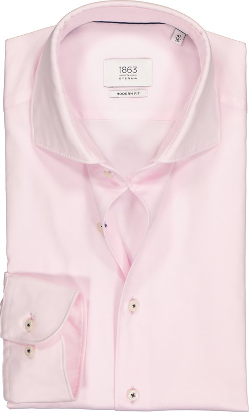 ETERNA modern fit overhemd - 1863 casual Soft tailoring - roze - Strijkvriendelijk - Boordmaat: 41