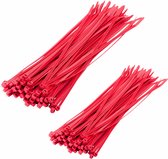 Kabelbinders/tie-wraps pakket rood 400x stuks in 2 verschillende formaten 10 cm(200x) + 20 cm(200x)