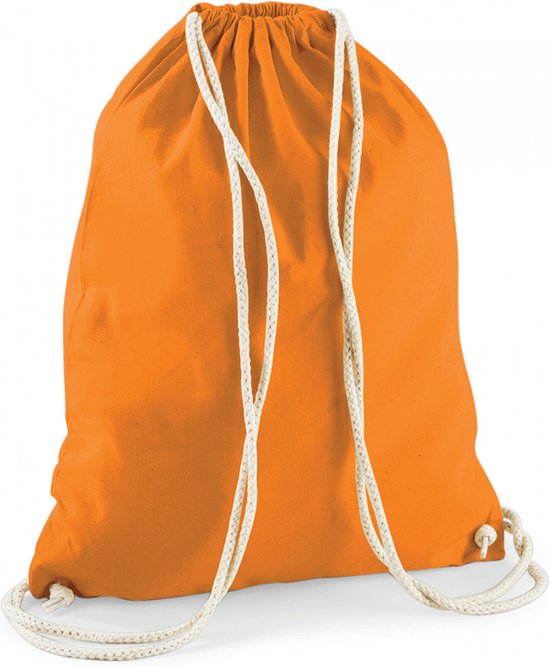 Sporten/zwemmen/festival gymtas oranje met rijgkoord 46 x 37 cm van 100% katoen - Kinder sporttasjes