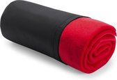 Couverture Polar chaude / plaid rouge 120 x 150 cm - Couvertures vivantes / couvertures de bande - Incl. housse de rangement