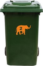 Kliko Sticker / Vuilnisbak Sticker - Olifant - Nummer 2 - 14x23 - Oranje