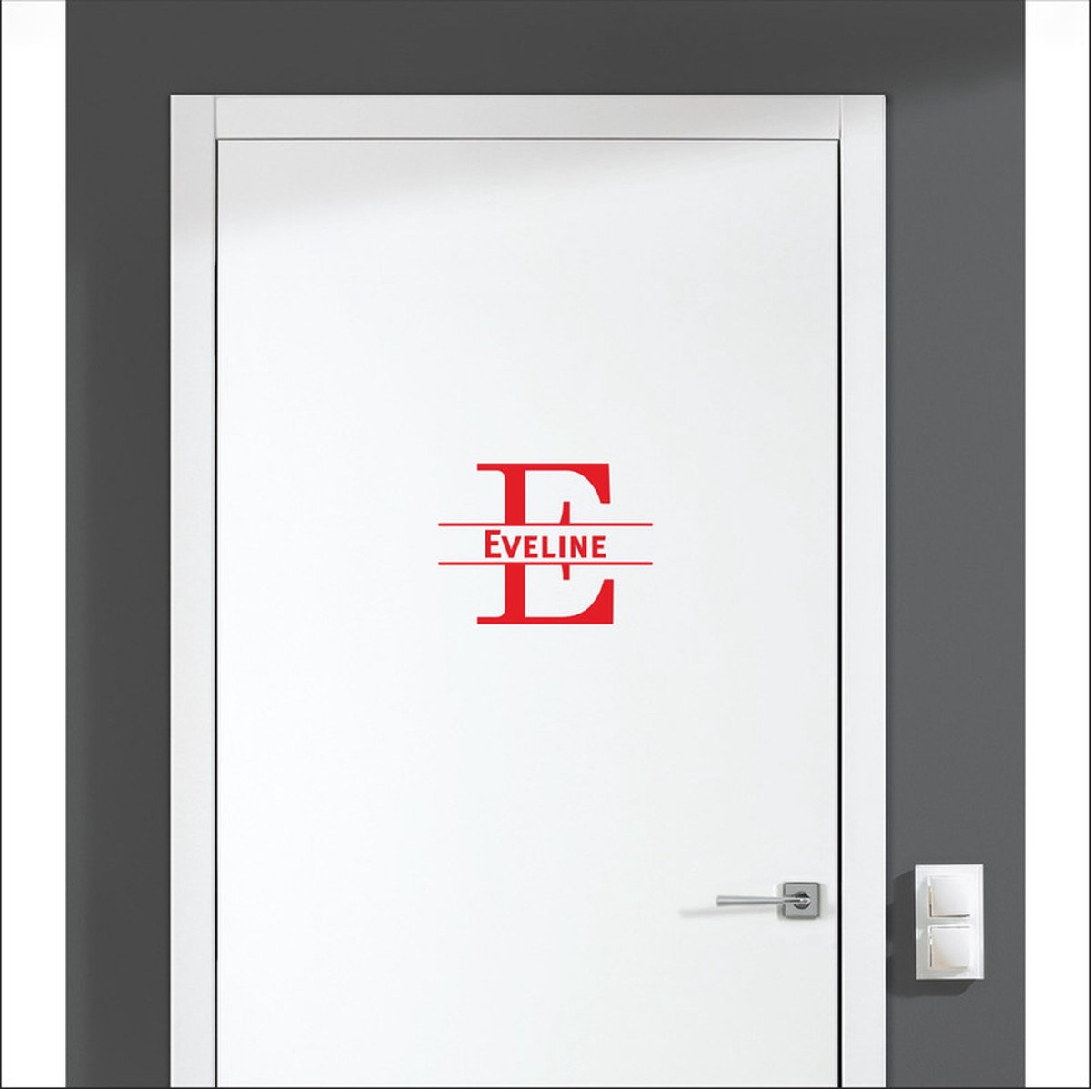 Deursticker Met Naam -  Eveline - Rood
