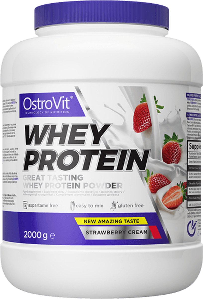 Protein Poeder - Whey Protein - 2000g - OstroVit - Aardbei