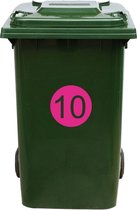 Kliko Sticker / Vuilnisbak Sticker - Nummer 10 - 17 x 17 - Roze