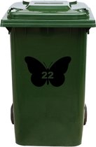 Kliko Sticker / Vuilnisbak Sticker - Vlinder - Nummer 22 - 14x21 - Zwart