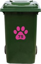 Kliko Sticker / Vuilnisbak Sticker - Hondenpoot - Nummer 75 - 18x16,5 - Roze