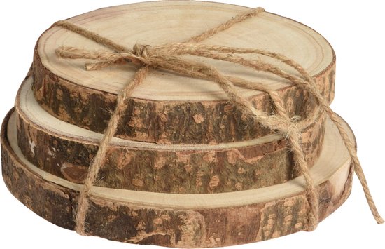 2 stuks houten schijven, diameter 20-23 cm, ronde natuurhout