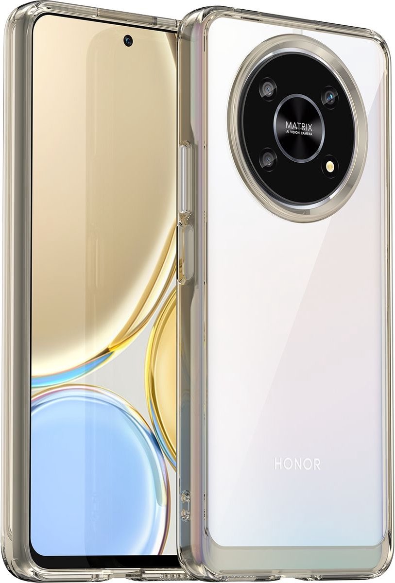 Mobigear Hoesje geschikt voor HONOR Magic 4 Lite Telefoonhoesje Hardcase | Mobigear Crystal Backcover | Magic 4 Lite Case | Back Cover - Transparant / Grijs