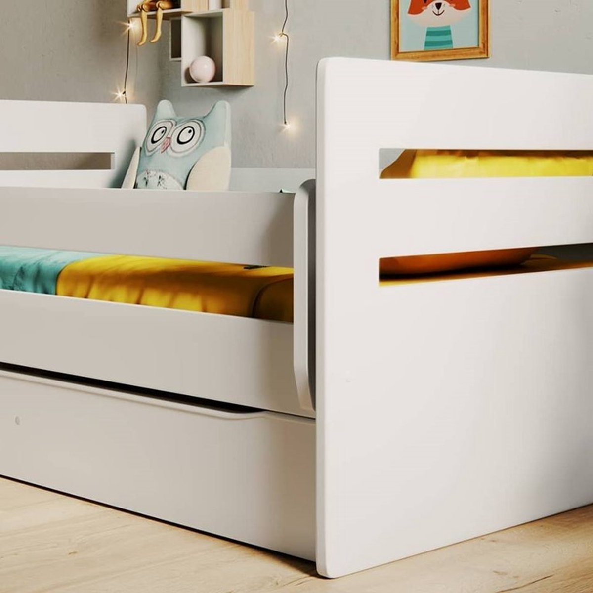 Paris Prix Lit Bébé, Matelas & Tiroir de Lit Cypi 124cm Blanc pas cher 