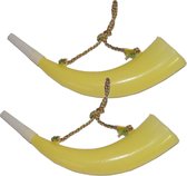 Multipak van 2x stuks jachthoorn toeter plastic 30 cm voor Oktoberfest
