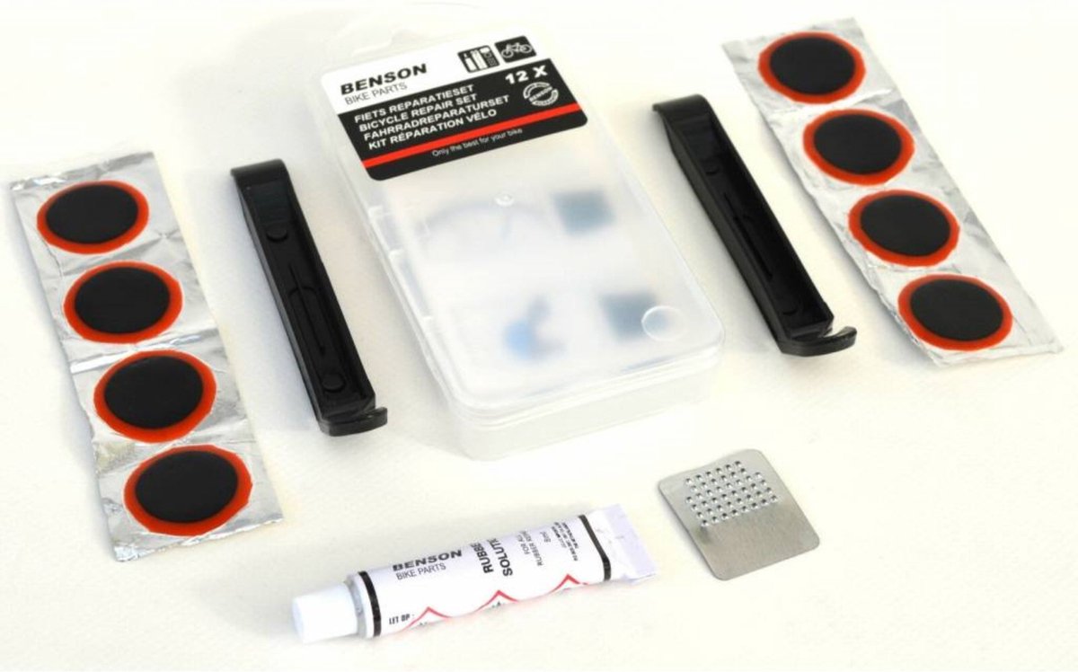 Pakket van 2x stuks benson fiets reparatie / gereedschap set 24-delig - Fietsbanden plakken - Fietsgereedschap voor onderweg